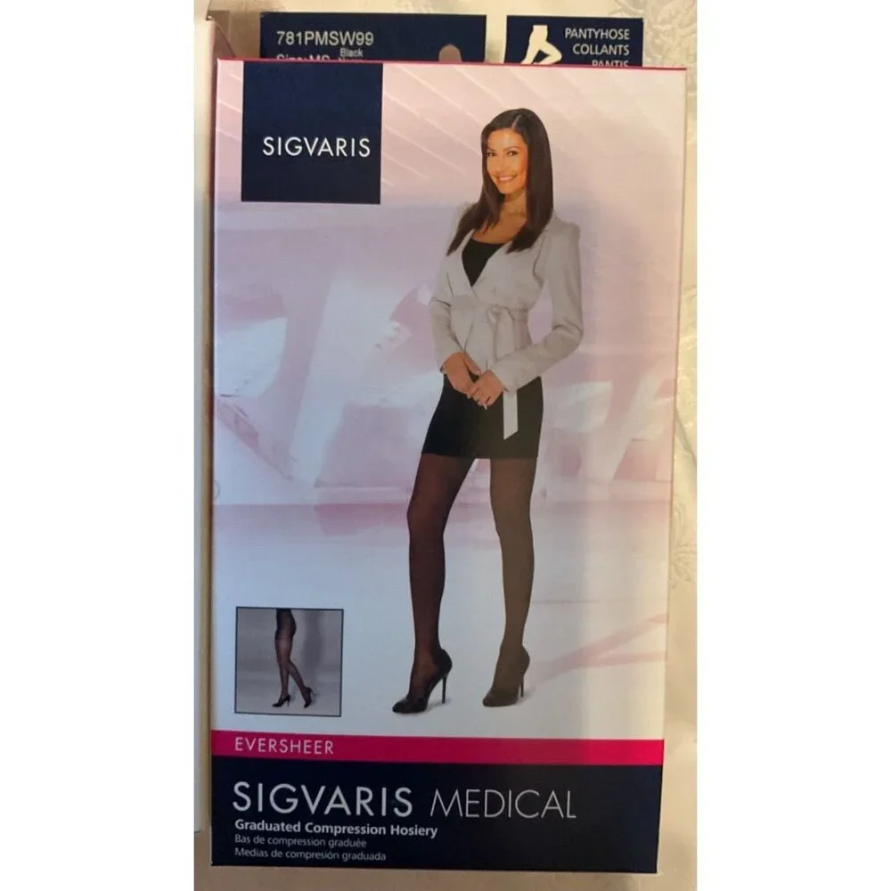 Sigvaris 781P MS W99 EverSheer 15-20mmHg Compression Pantyhose Black Sheer MS